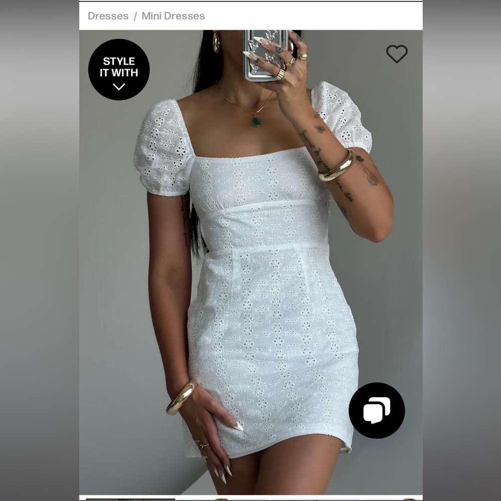 HAVENA ANGLAISE MINI DRESS WHITE